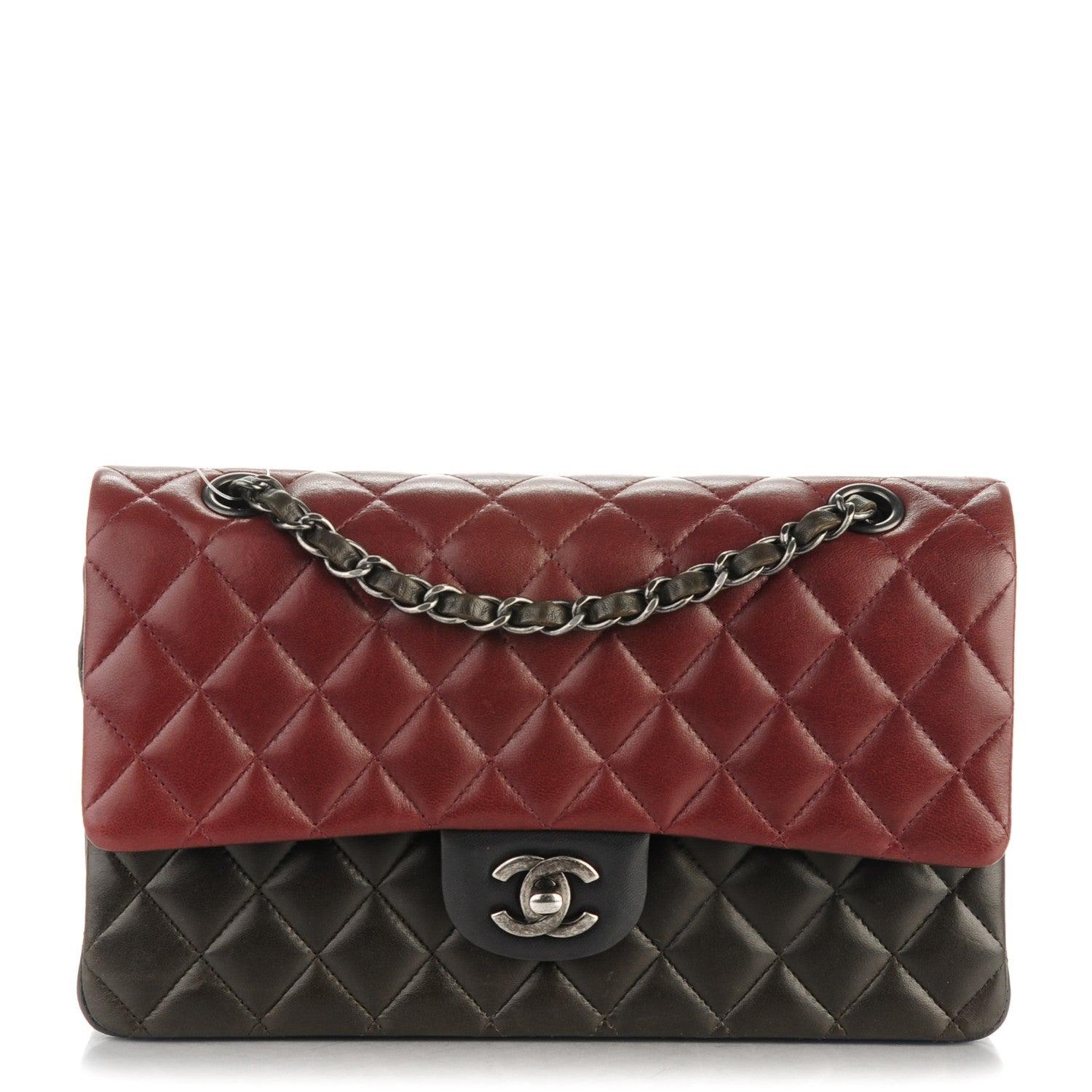 Chanel Lambskin Quilted Tri-Color Medium Double Flap Burgundy 1 of 8