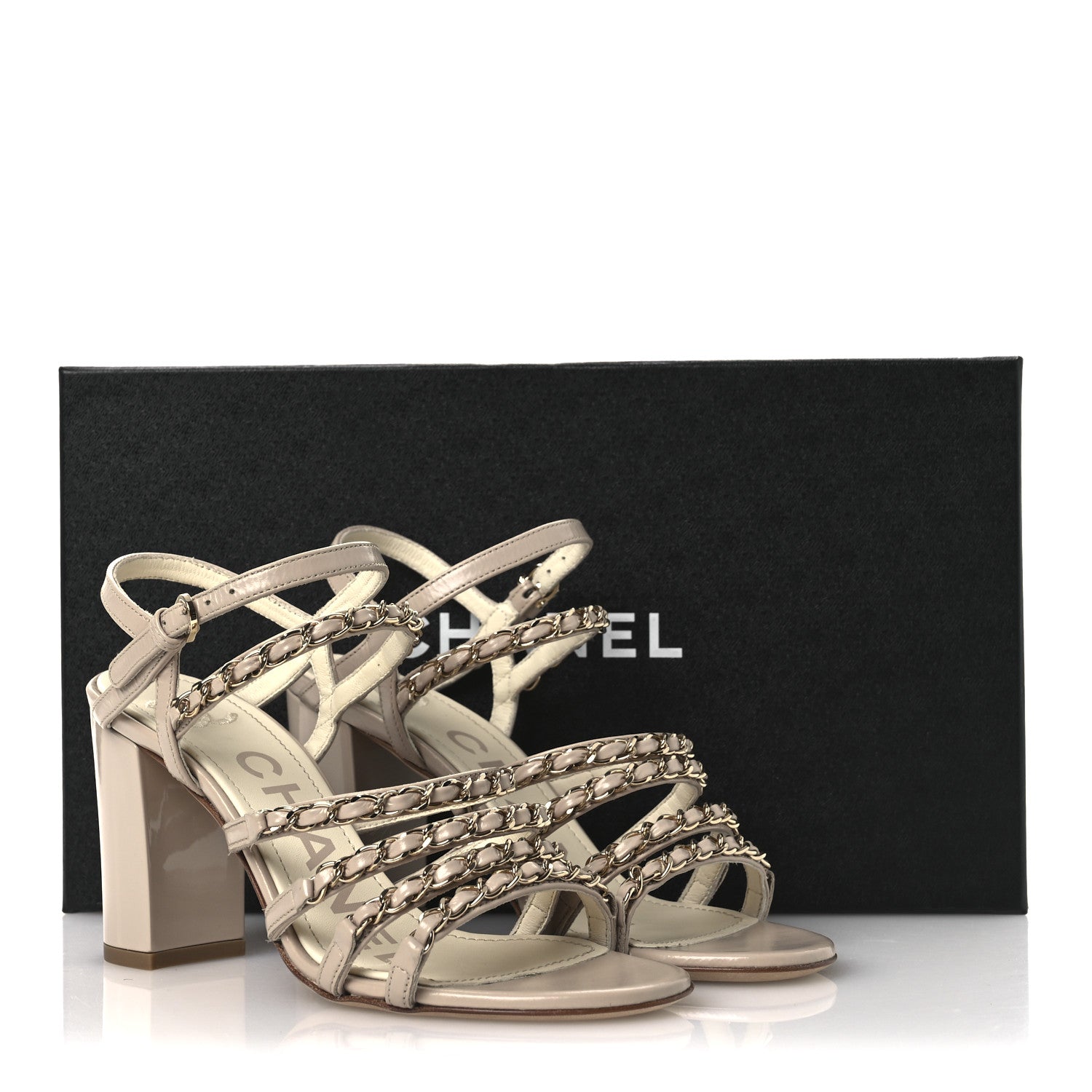 Chanel Calfskin Chain Sandals 36 Dark Beige 11 of 11