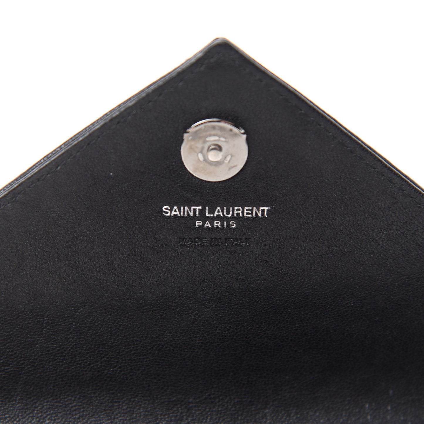 Sheepskin Matelasse Chevron Monogram College Chain Wallet Black
