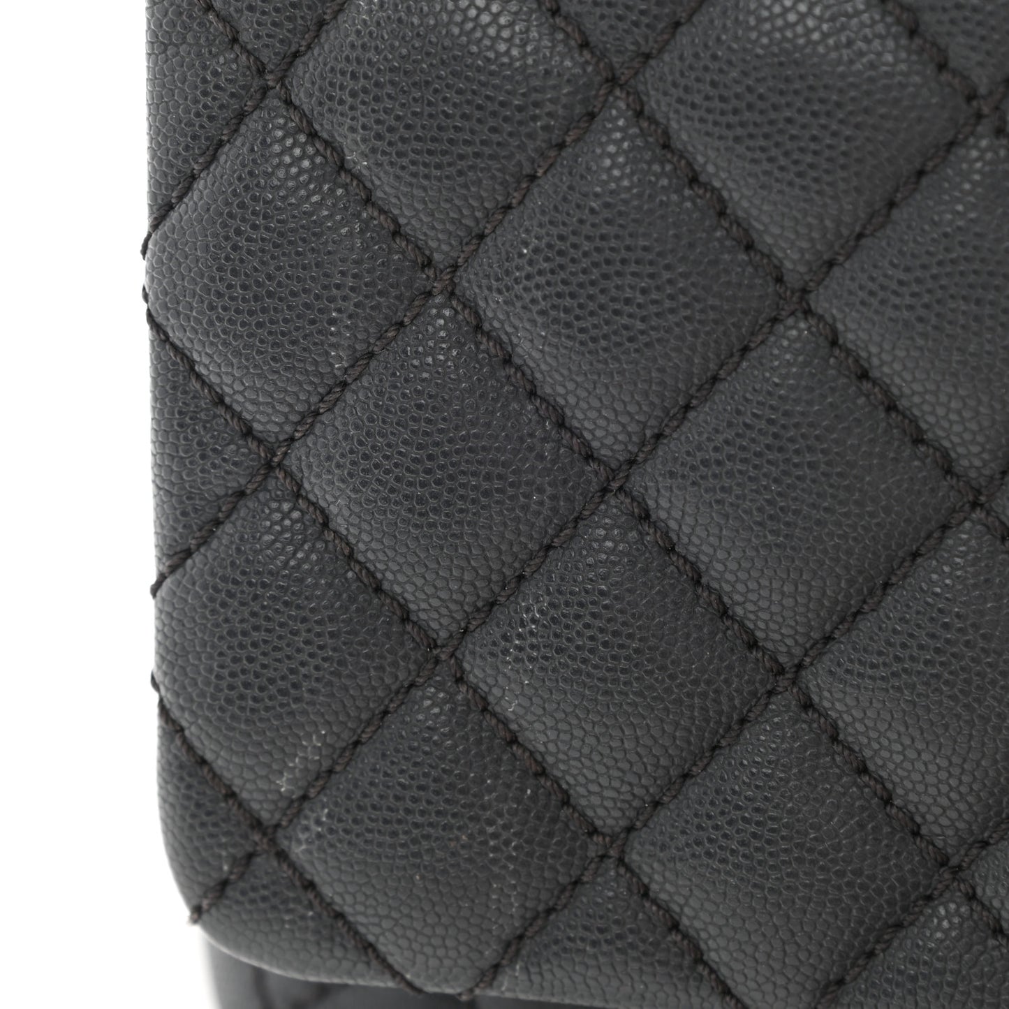 Caviar Quilted Small Coco Handle Flap Grey