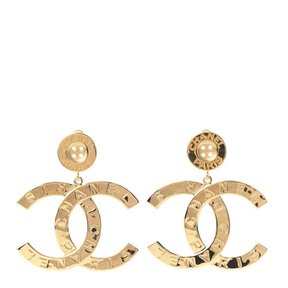 Chanel Metal Large Paris Button Earrings Gold 1 of 5