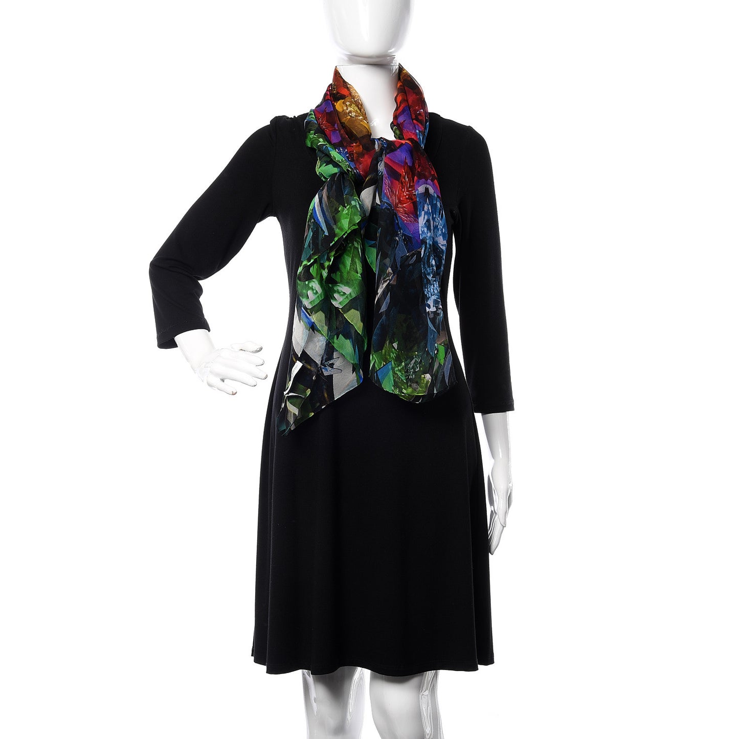 Silk Chiffon Jewel Skull Scarf Multicolor