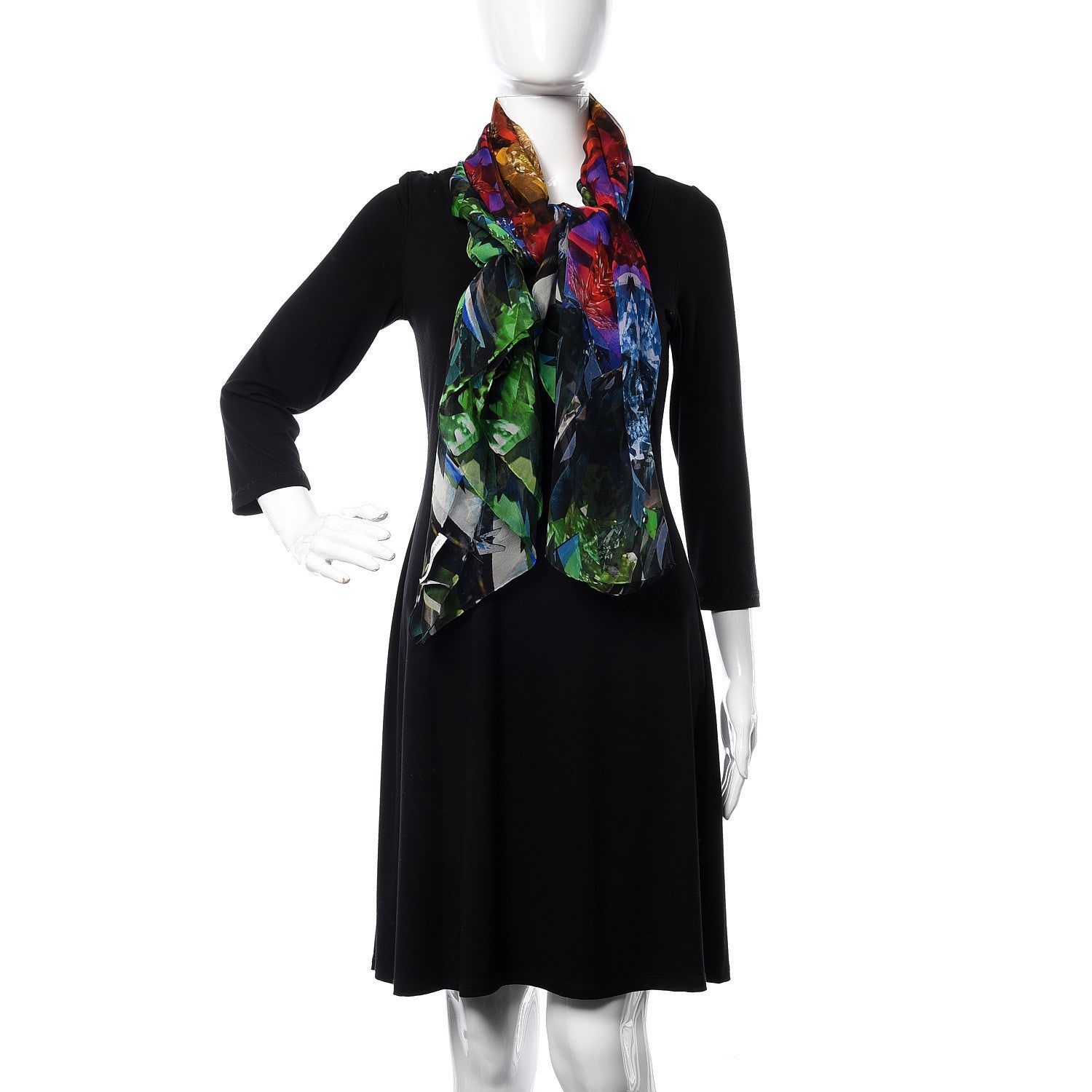Alexander McQueen Silk Chiffon Jewel Skull Scarf Multicolor 2 of 3