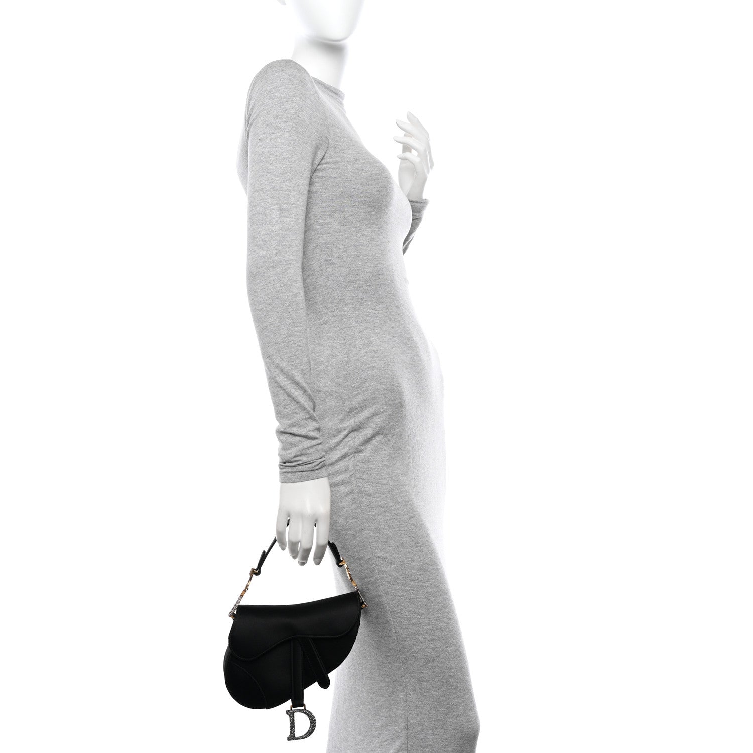Christian Dior Satin Crystal Mini Saddle Bag Black 2 of 10