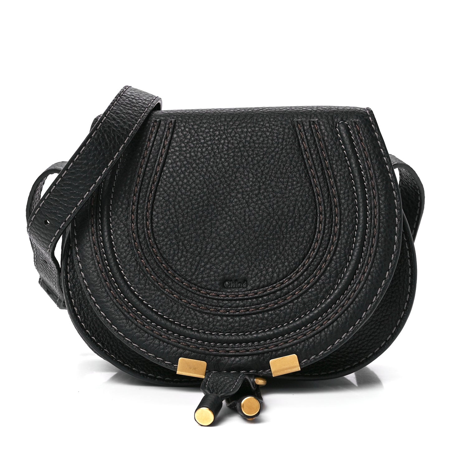 Calfskin Mini Marcie Round Crossbody Bag Black