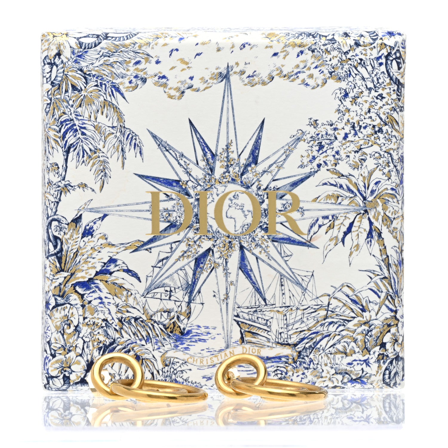 Christian Dior Metal CD Navy Earrings Gold 5 of 5