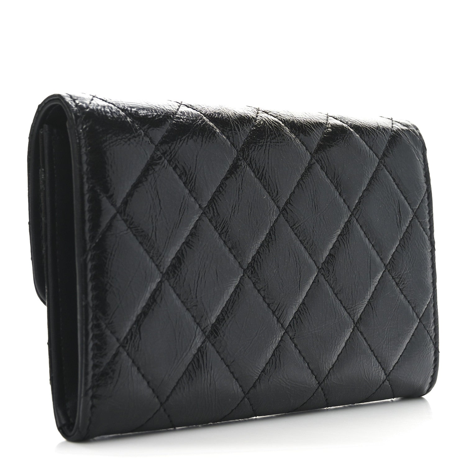Chanel Shiny Calfskin Quilted Reissue Flap Card Holder Black 3 of 8