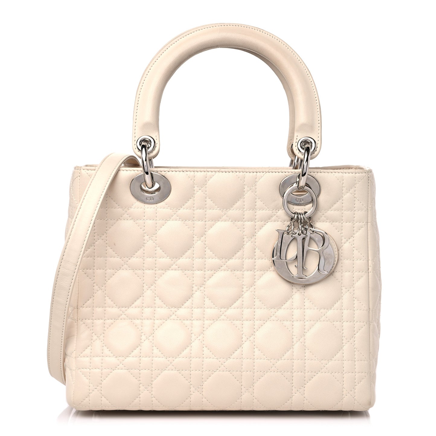 Lambskin Cannage Medium Lady Dior Light Beige