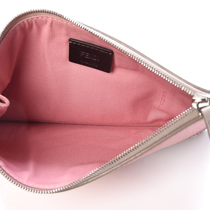 Fendi Vitello Elite Crystal Eye Monster Zip Pouch Grigio Polvere Ribes Multicolor 5 of 7