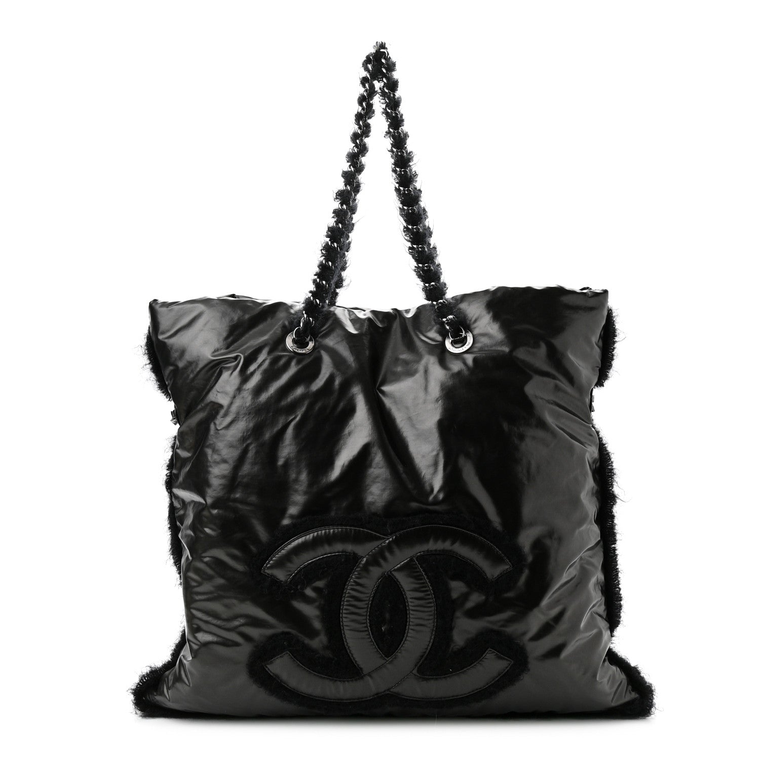 Chanel Vinyl Mohair Trimmed CC Bonbons Tote Black 1 of 10