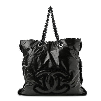 Chanel Vinyl Mohair Trimmed CC Bonbons Tote Black 1 of 10