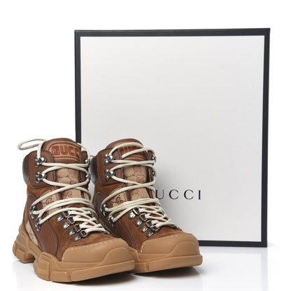 Gucci X SEGA Suede Calfskin GG Monogram Womens Flashtrek High-Top Sneakers 36 New Cuir Beige Ruggine 9 of 9