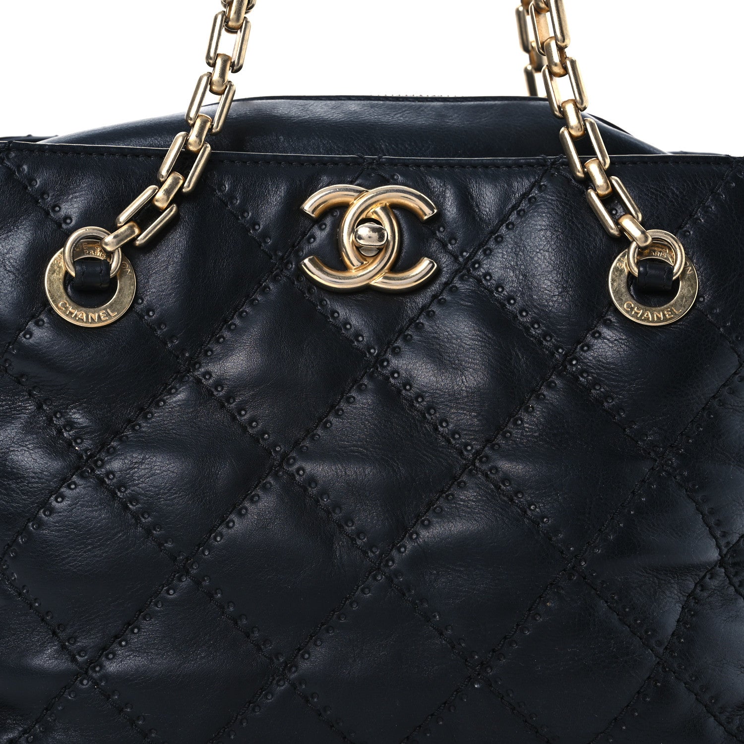 Chanel Calfskin Stitched Medium Retro Chain Tote Black 7 of 12