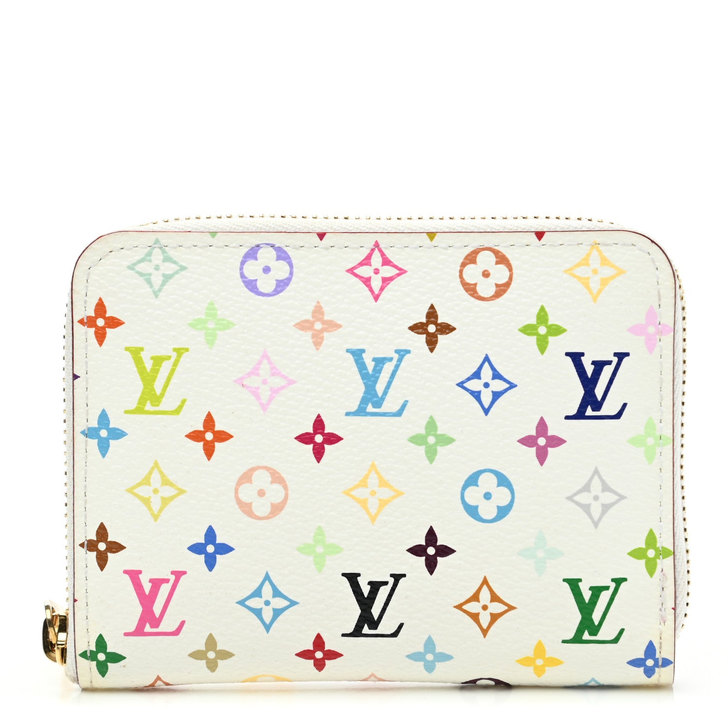 Louis Vuitton Monogram Multicolor Zippy Coin Purse Wallet White Litchi 1 of 6