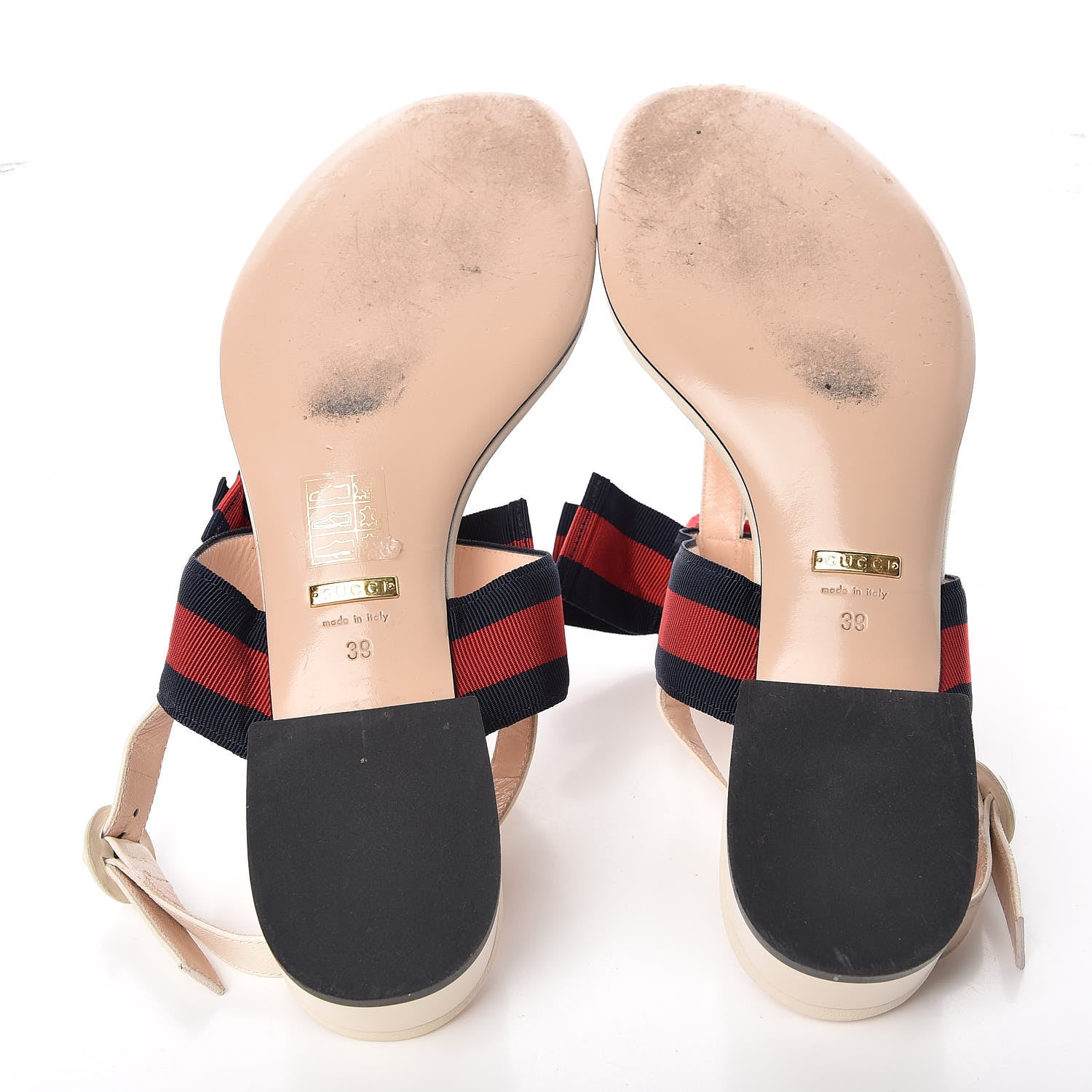 Gucci Lambskin Grosgrain Web Floral Thong Sandals 39 White 7 of 11