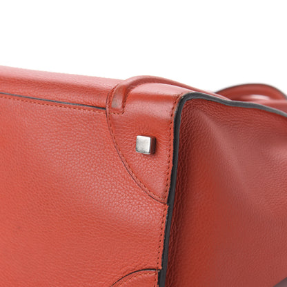Celine Drummed Calfskin Mini Luggage Coquelicot 8 of 10