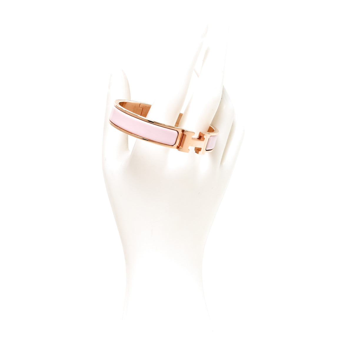 Hermes Enamel Narrow Clic Clac H Bracelet GM Rose Dragee 2 of 5
