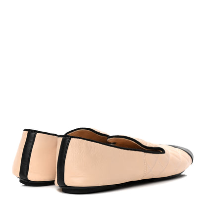 Chanel Lambskin Quilted Cap Toe Slipper With Pouch 38 Beige Black 3 of 6