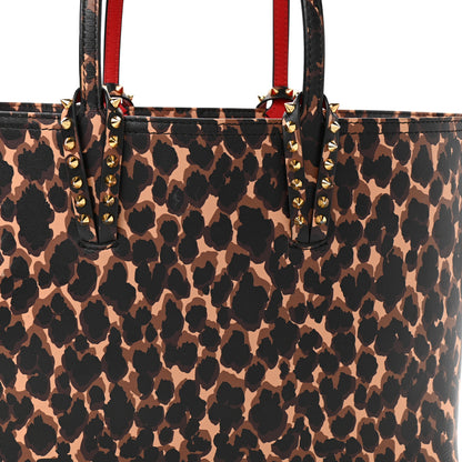 Christian Louboutin Calfskin Leopard Print Spikes Small East West Cabata Tote Brown 9 of 13