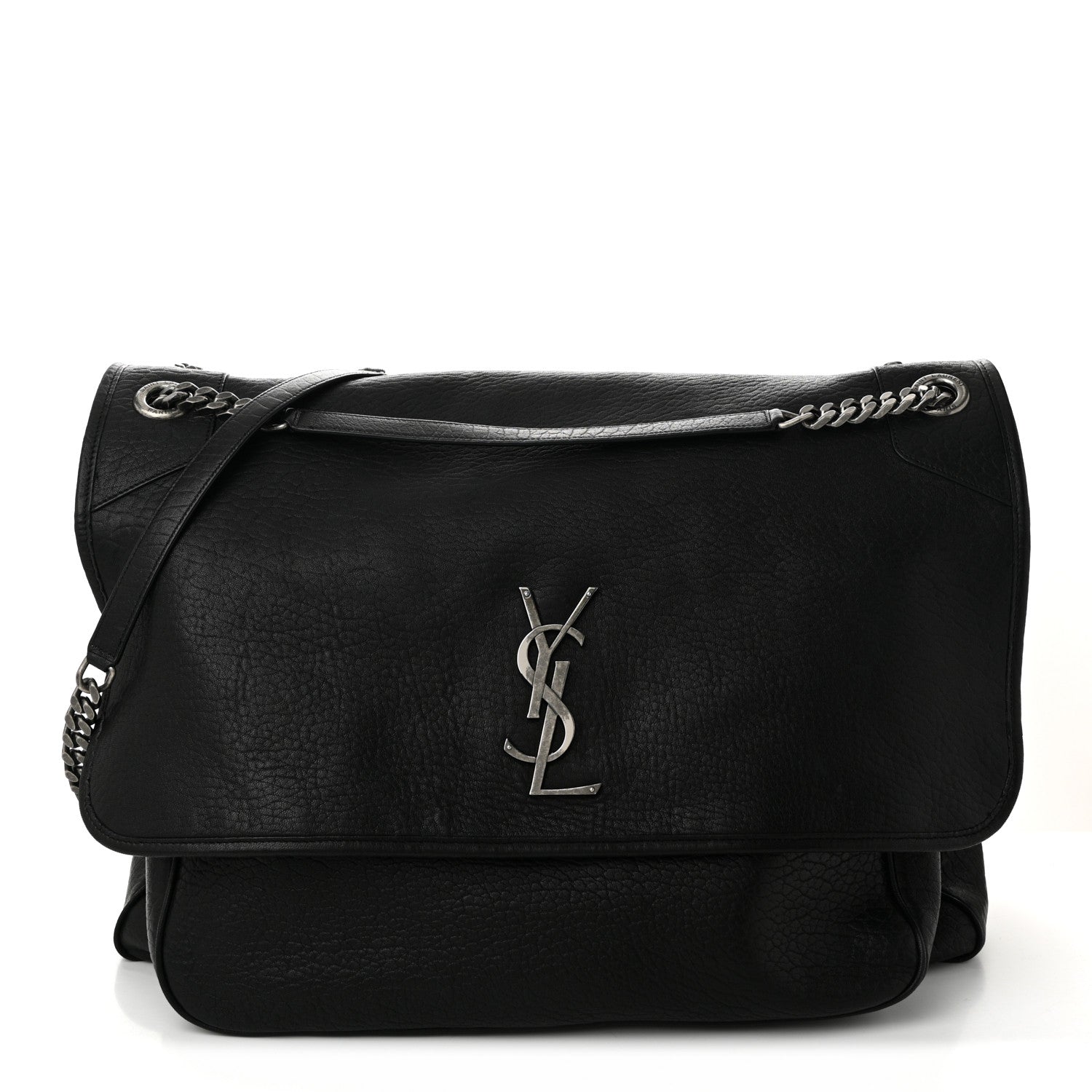 Saint Laurent Grained Lambskin Monogram Oversized Niki Chain Satchel Black 1 of 12