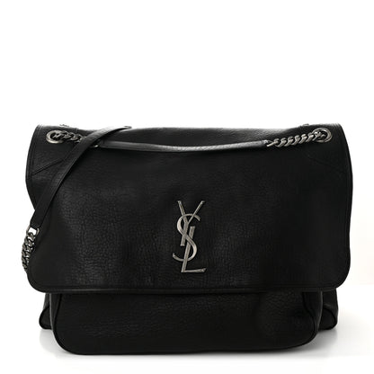 Saint Laurent Grained Lambskin Monogram Oversized Niki Chain Satchel Black 1 of 12
