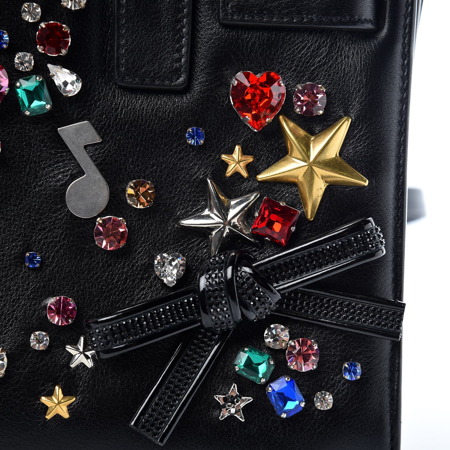 Saint Laurent Calfskin Crystal Embellished Nano Sac de Jour Black 15 of 17