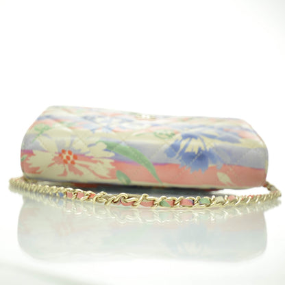 Chanel Lambskin Quilted Floral Wallet On Chain 10P 6 of 8