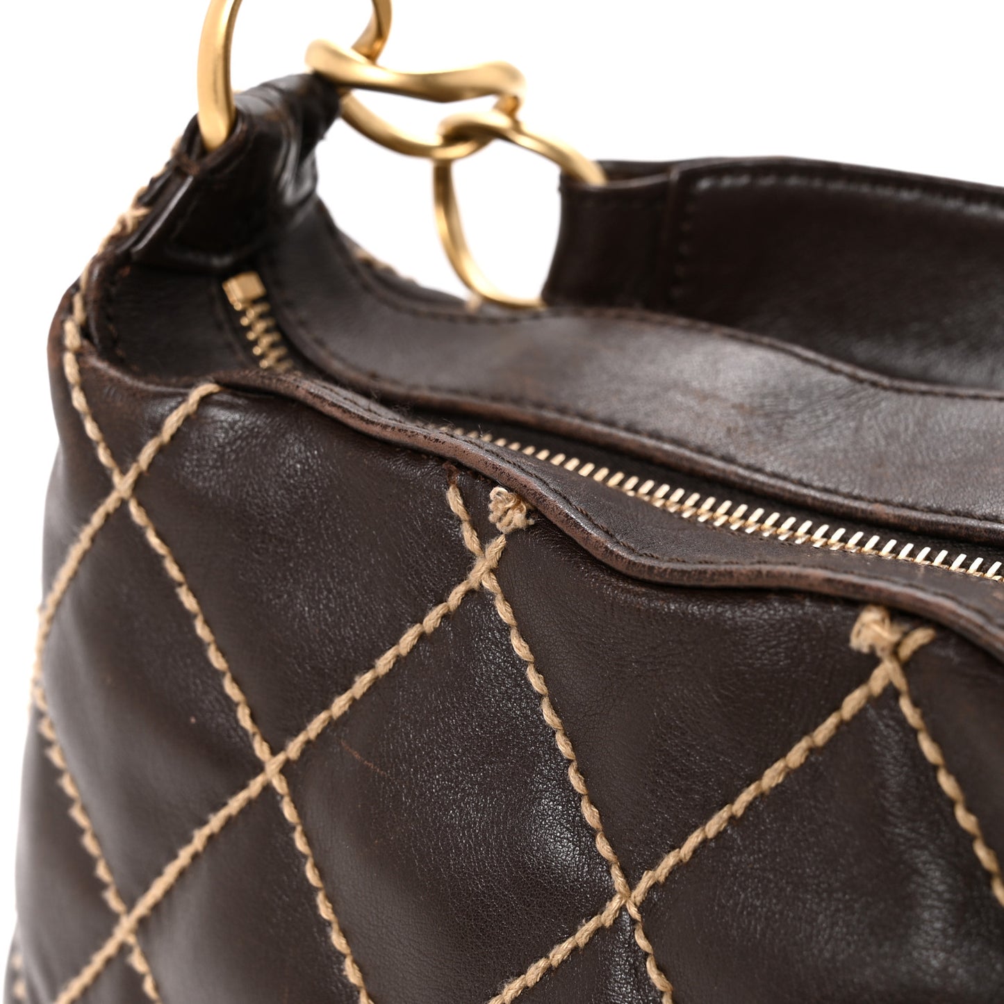Calfskin Wild Stitch Hobo Brown