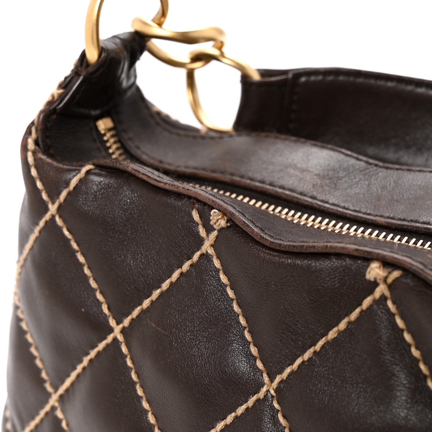 Chanel Calfskin Wild Stitch Hobo Brown 14 of 16