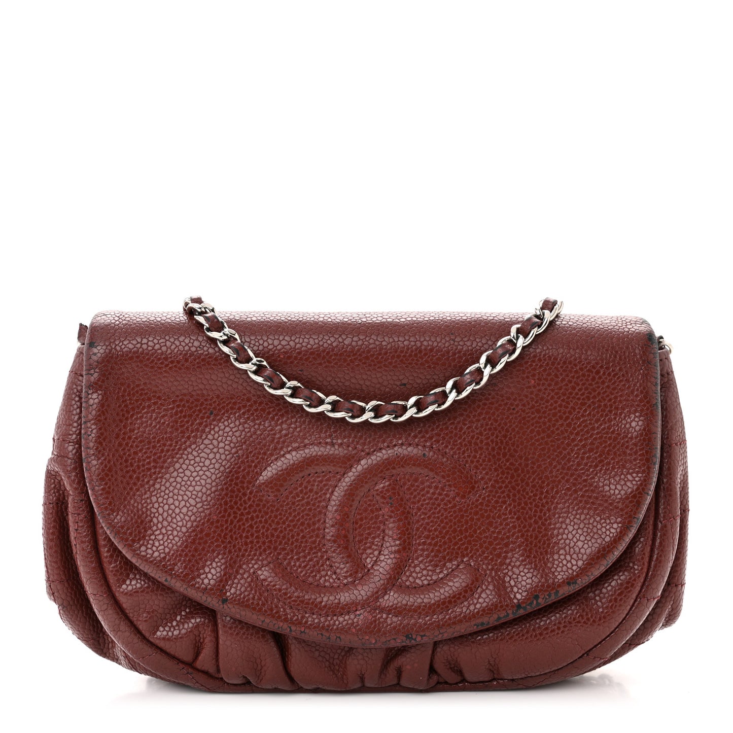 Caviar Half Moon Wallet On Chain WOC Dark Red