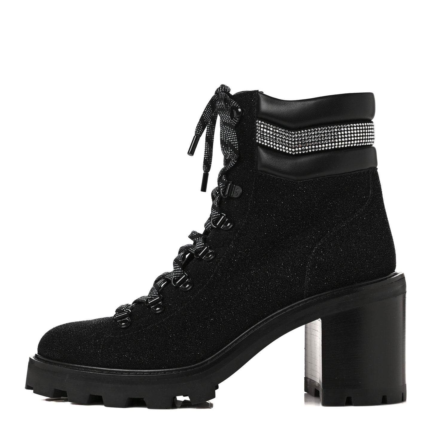 Suede Glitter Crystal Embellished Womens Eshe 65 Hiking Boots 41 Black