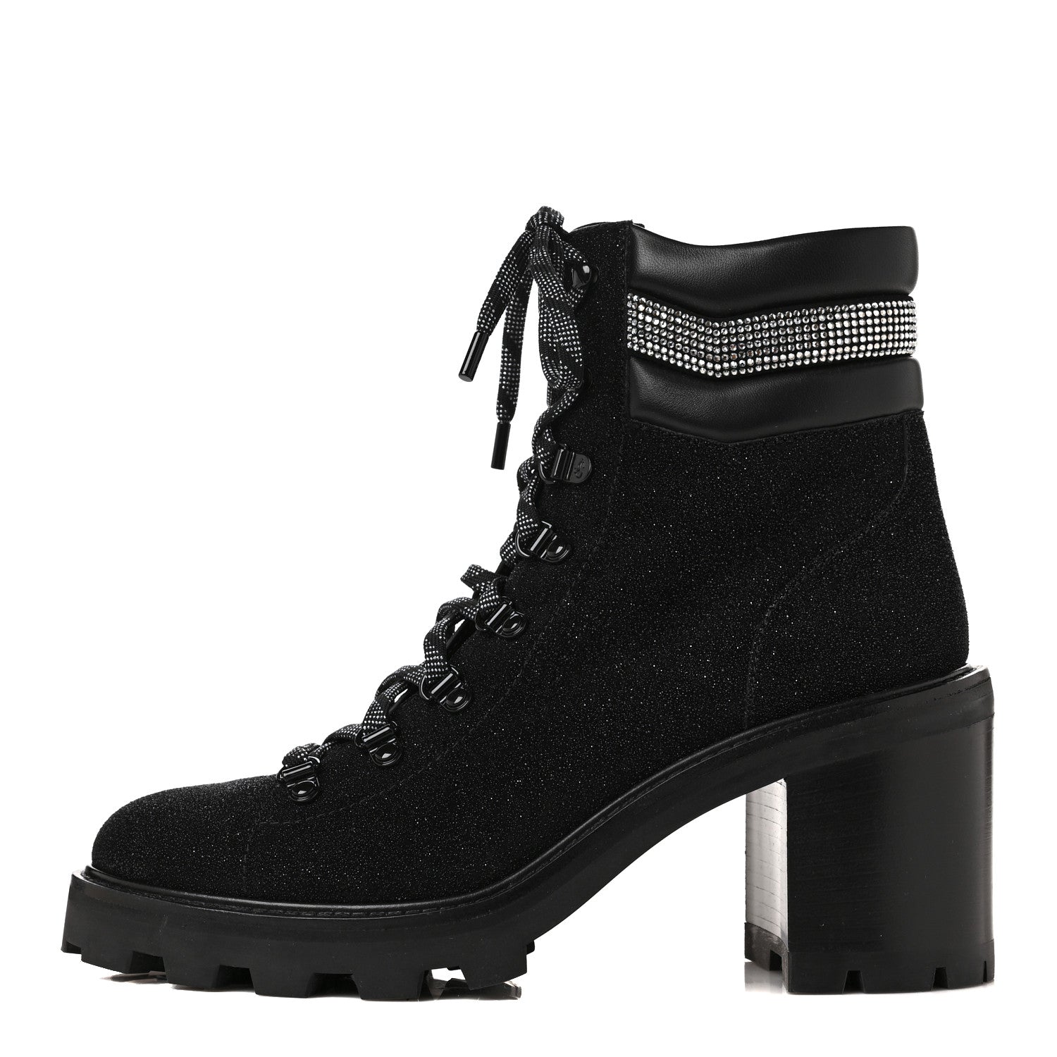 Jimmy Choo Suede Glitter Crystal Embellished Womens Eshe 65 Hiking Boots 41 Black 1 of 6