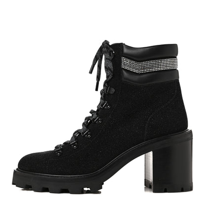 Jimmy Choo Suede Glitter Crystal Embellished Womens Eshe 65 Hiking Boots 41 Black 1 of 6
