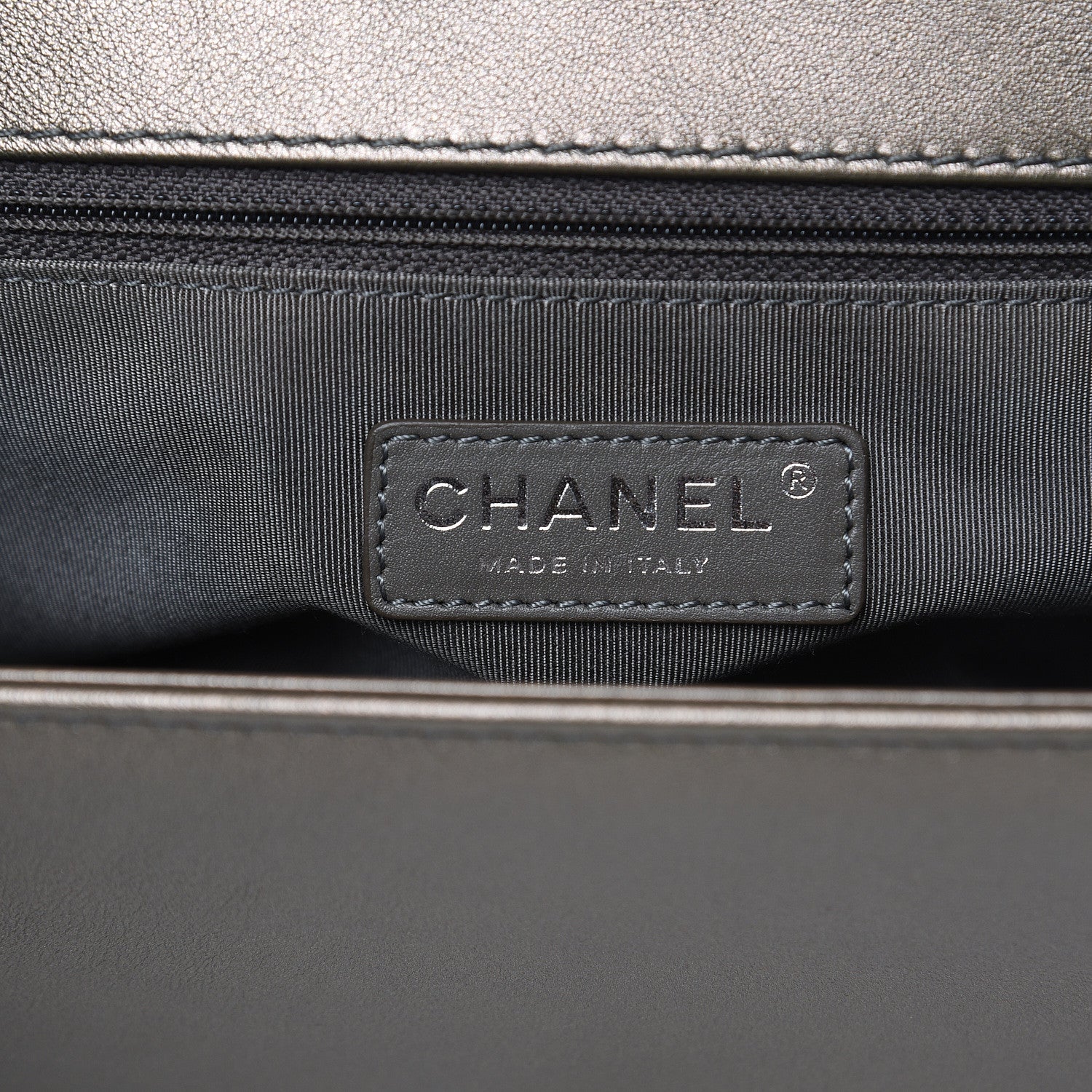 Chanel Metallic Lambskin Perforated New Medium Boy Flap Dark Silver 6 of 11