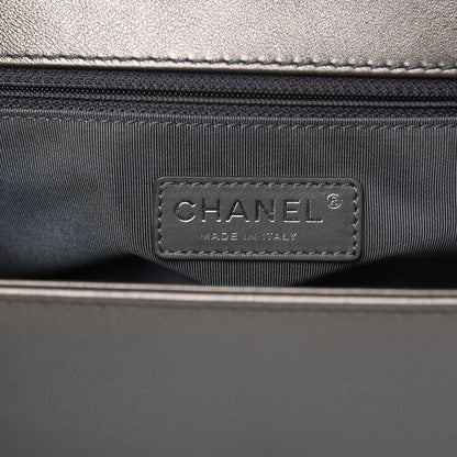 Chanel Metallic Lambskin Perforated New Medium Boy Flap Dark Silver 6 of 11