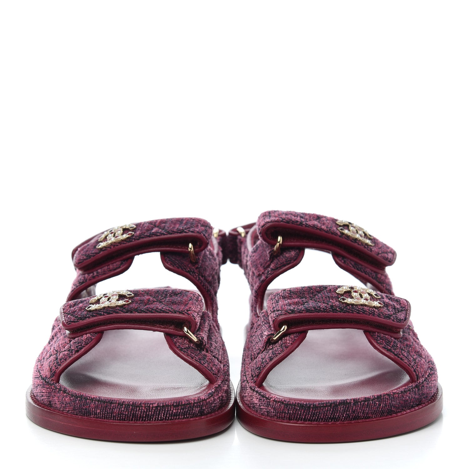 Chanel Velvet Velcro Dad Sandals 37 Pink 2 of 9