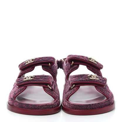 Chanel Velvet Velcro Dad Sandals 37 Pink 2 of 9