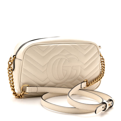Gucci Calfskin Matelasse Small GG Marmont Chain Shoulder Bag White 2 of 9