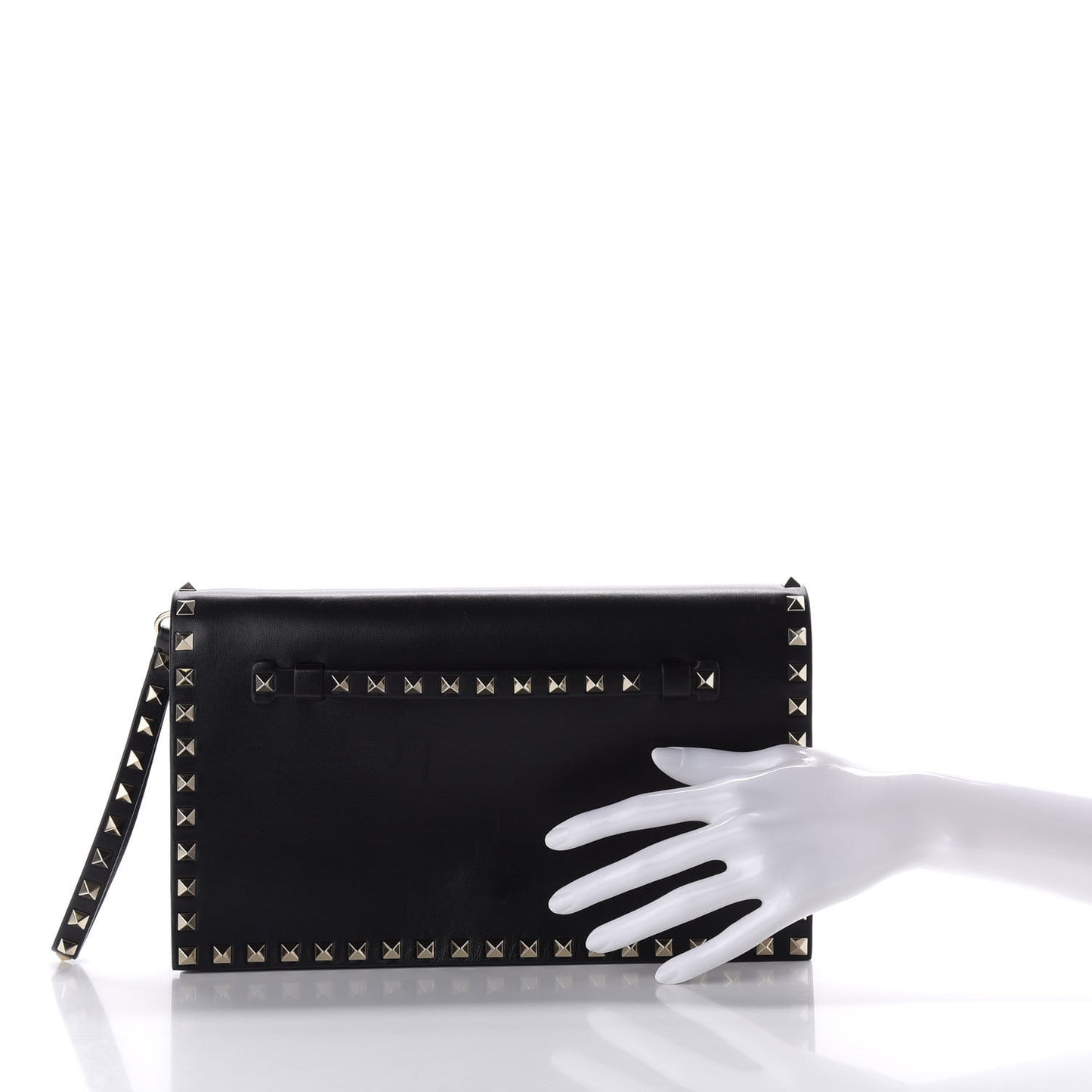 Nappa Rockstud Wristlet Clutch Black