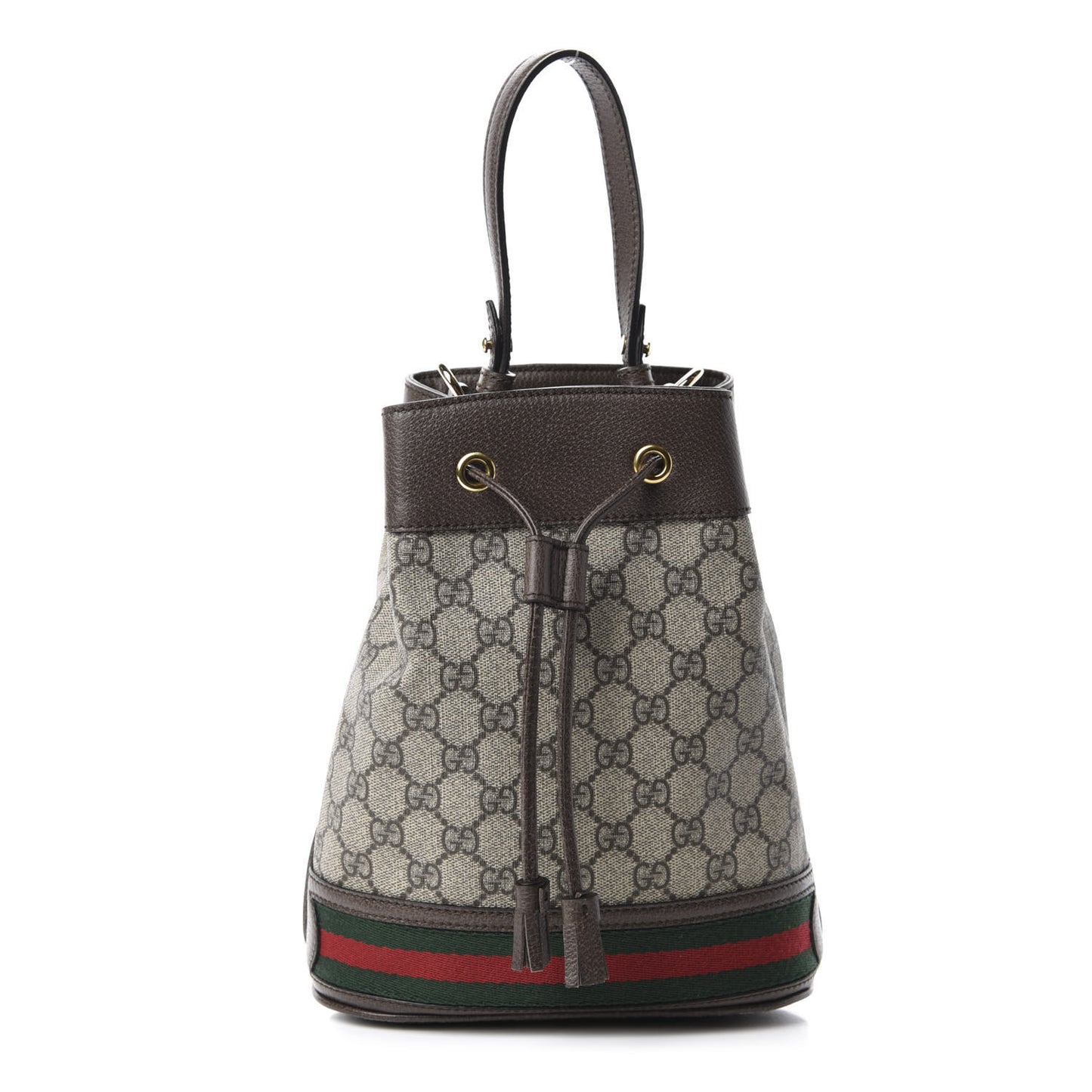 GG Supreme Monogram Web Small Ophidia Bucket Bag Brown