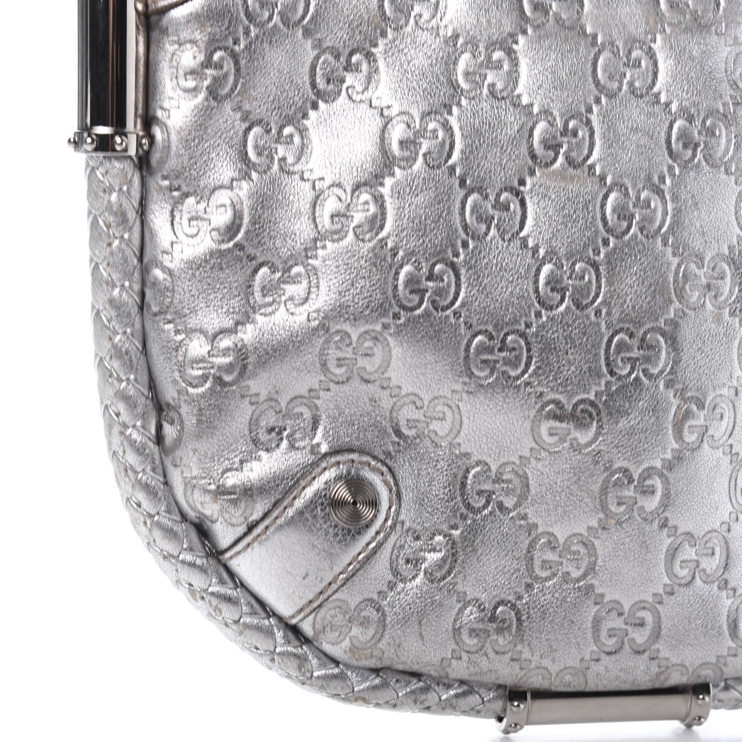 Gucci Guccissima Small Britt Tassel Shoulder Bag Silver 16 of 17