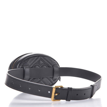 Gucci Calfskin Matelasse GG Marmont Belt Bag 85 34 Black 3 of 8