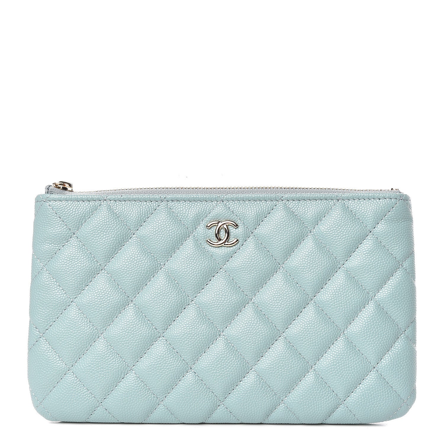 Chanel Iridescent Caviar Quilted Cosmetic Case Light Blue 1 of 8