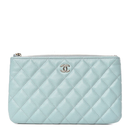 Chanel Iridescent Caviar Quilted Cosmetic Case Light Blue 1 of 8