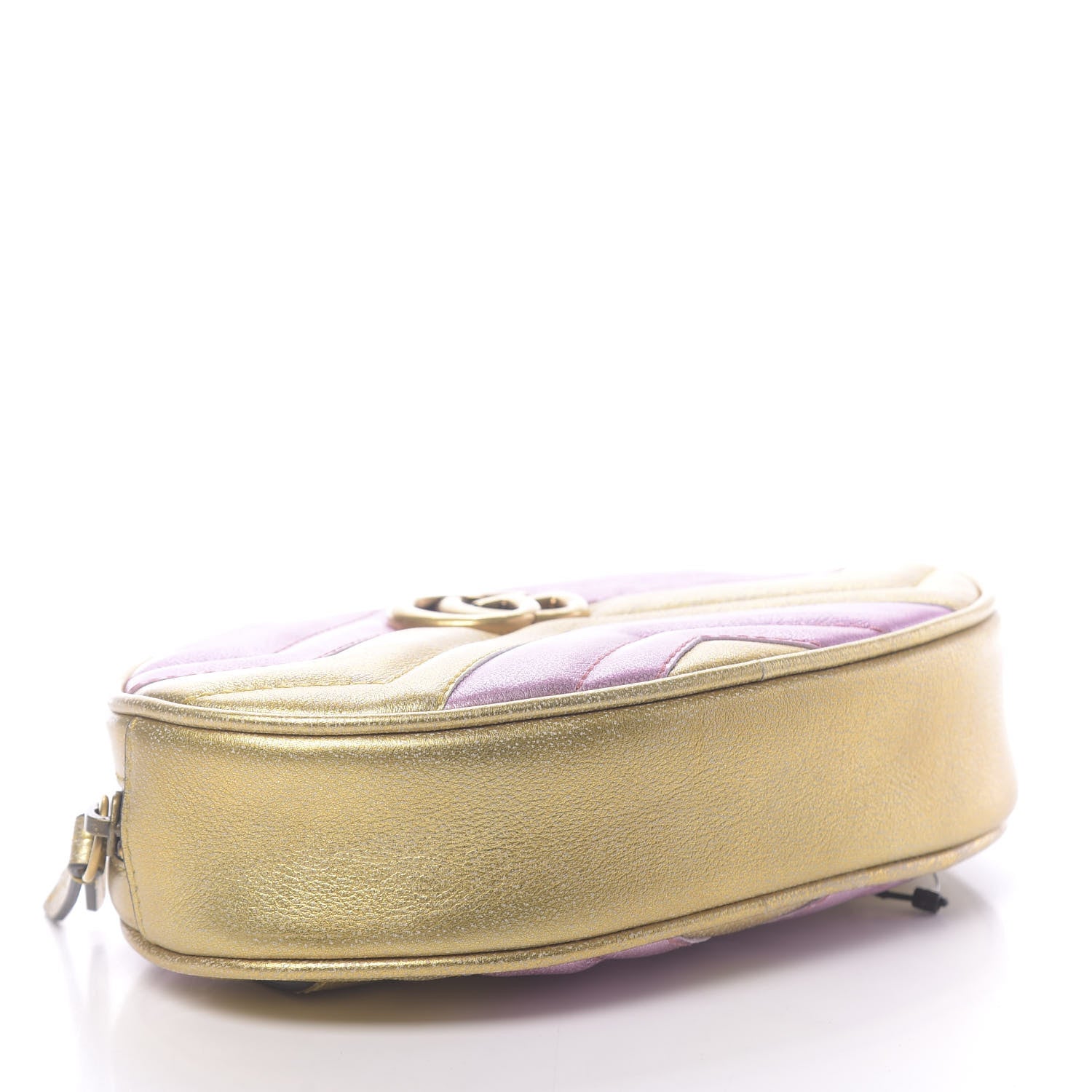 Gucci Metallic Nappa Matelasse Heart GG Marmont Belt Bag 85 34 Oro Vecchio Rosa 4 of 10