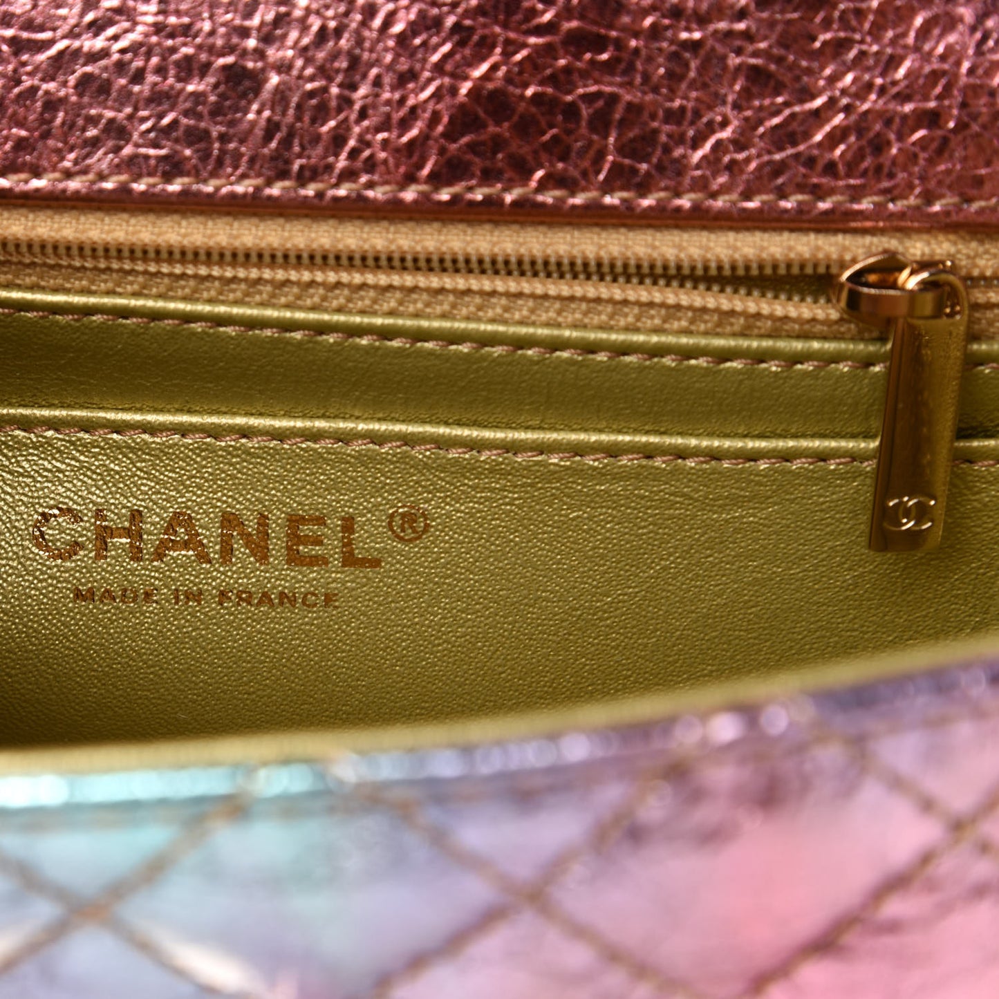 Metallic Goatskin Quilted Mini 2.55 Reissue Flap Multicolor