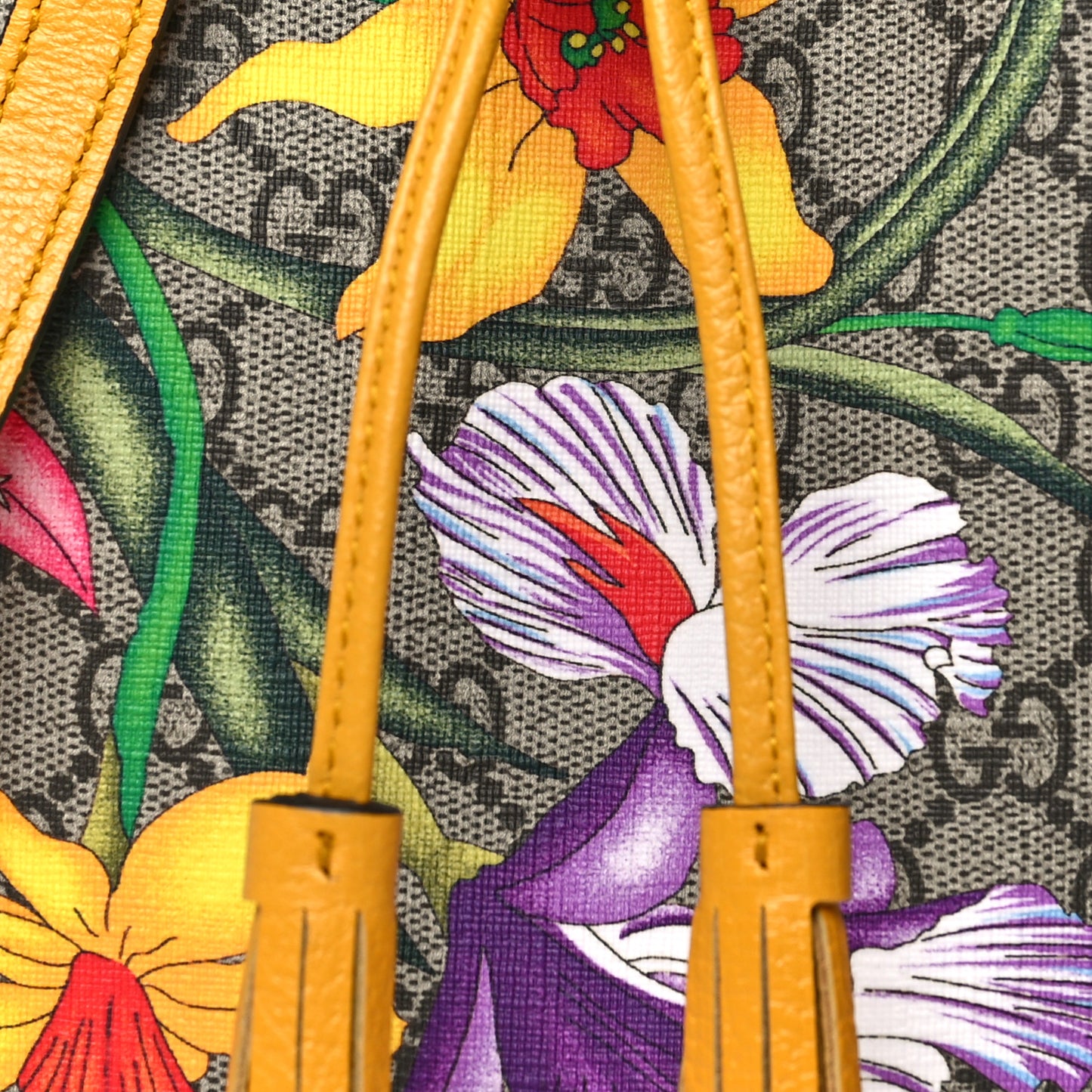 GG Supreme Monogram Flora Small Ophidia Bucket Bag Beige Multicolor Crop