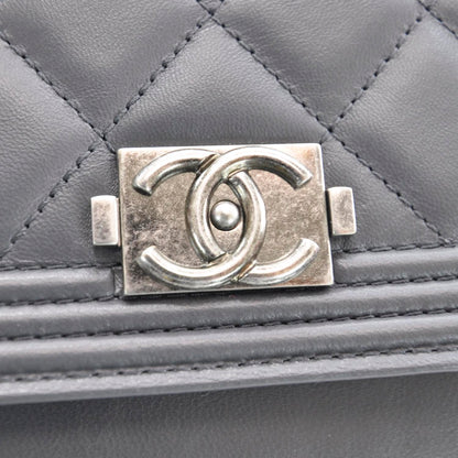 Chanel Lambskin Quilted Boy Wallet On Chain Grey 9 of 10