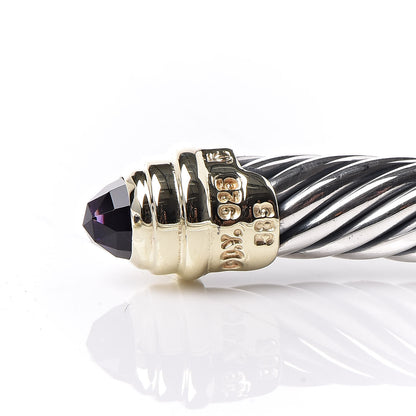 David Yurman Sterling Silver 14K Yellow Gold Amethyst 5mm Cable Classics Petite Color Bracelet 5 of 5