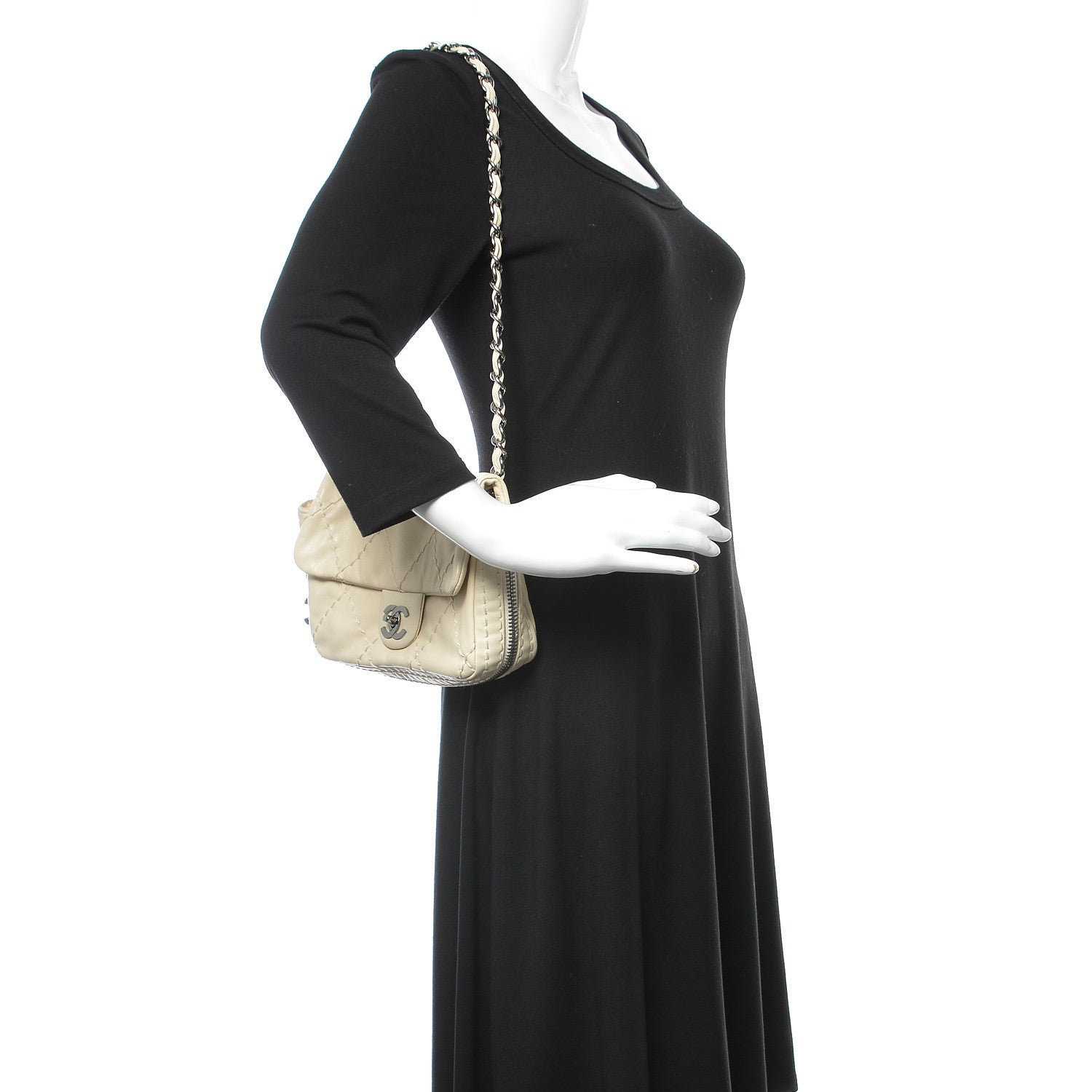 Chanel Calfskin Stitched Expandable Flap White 3 of 12
